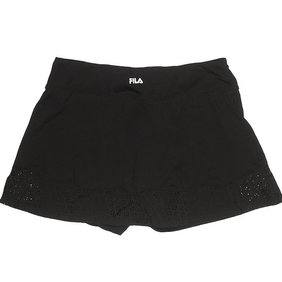 FILA  Black Tennis skirt Pickleball Skort  laser cut hem sz L - Picture 4 of 5